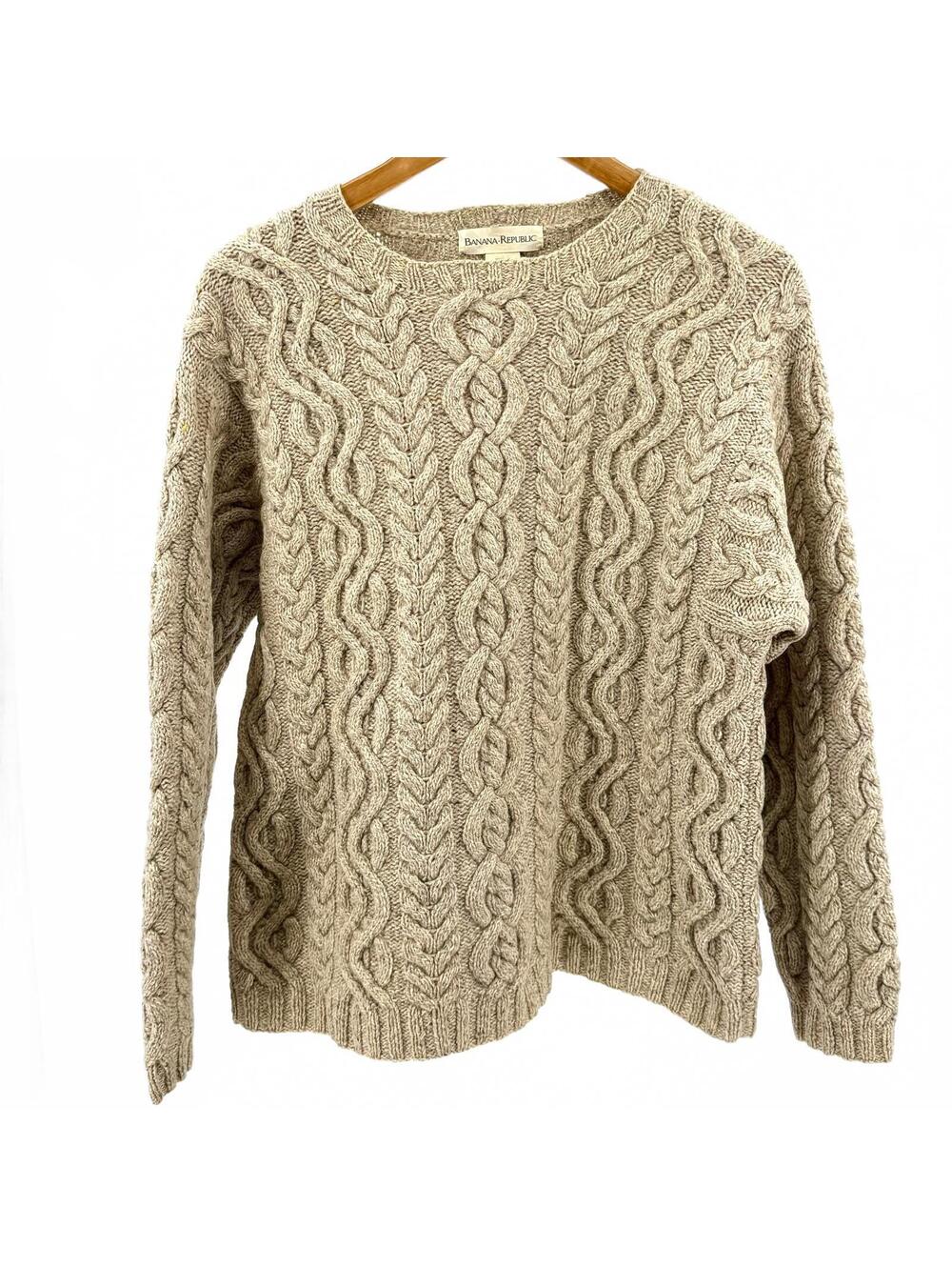 Vintage 90s Banana Republic Oatmeal Cable Knit Sweater